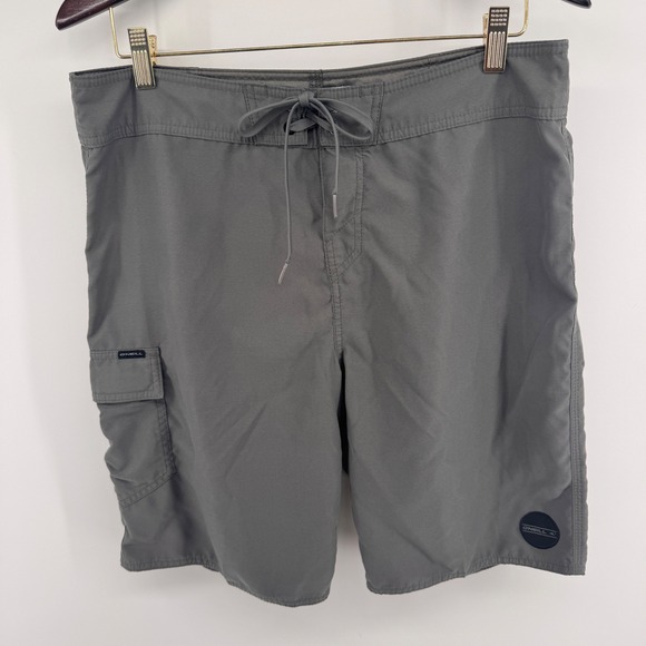 O'Neill Other - O'Neill Mens Gray Solid Cargo Board Shorts Swim Trunks Size 33 Surf Casual Beach